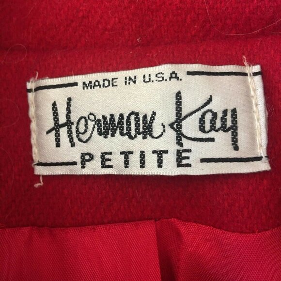 HERMAN Kay Petite vintage red coat blazer SZ M Wool blend Lined - Picture 5 of 5